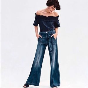 {Pilcro and the Letterpress} Anthropologie High Waisted Wide Leg Flare Denim
